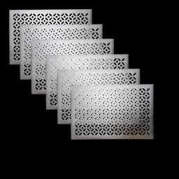 MONKDECOR Silver-Toned 6 Pieces Geometric Rectangle Table Placemats-5