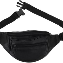USL Stylish Real Leather Black Waist Bag Travel Pouch Passport Holder with Adjustable Strap Waist Pouch-image-23