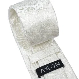 AXLON Men Printed Tie Set With Pocket Square, Cufflink & Flower Pin image 3