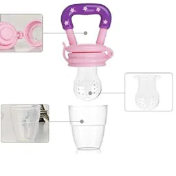 the little lookers Silicone Food & Fruit Pacifier/Nibbler/Teether/Soother for Babies/Kids/Children with Extra Nipple (Pacifier - 'Pink' & 'Yellow') (Pack of 2)- Silicone image 4