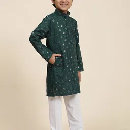 Pro-Ethic STYLE DEVELOPER Boys Embroidered Sequinned Kurta with Pyjamas image 5
