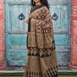 JALTHER Ajrak Block Printed Pure Cotton Block Print Saree image 2