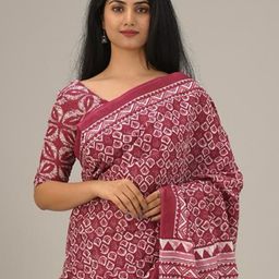 JALTHER Geometric Printed Pure Cotton Block Print Saree image 2