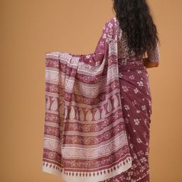 JALTHER Ethnic Motifs Printed Mulmul Cotton Block Print Saree image 4