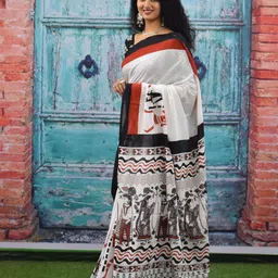 JALTHER Ethnic Motifs Printed Mulmul Cotton Block Print Saree image 2