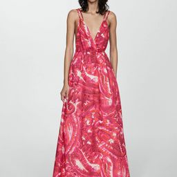MANGO Printed Fit & Flare Backless Dress-45