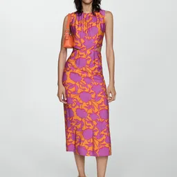 MANGO Printed Cut-Out A-Line Midi Dress-picture-26