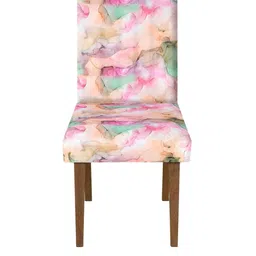 Kuber Industries Set Of 6 Pink & Peach Trippy Printed Elastic Stretchable Chair Cover image 2