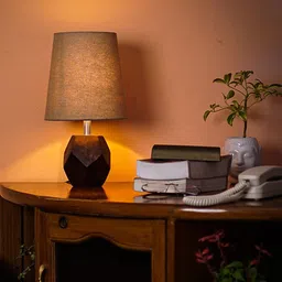Pinecraft INTERNATIONAL Brown & Grey Table Lamp with Shade image 3