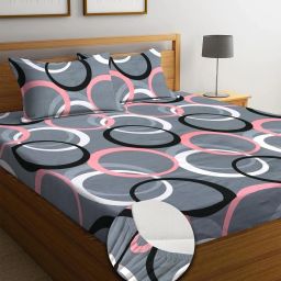 220 TC Microfiber Double, King Floral Fitted (Elastic) Bedsheet-image-67