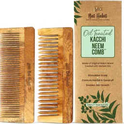 Kacchi Neem Wooden Comb Combo For Post Shampoo Detangling + Daily Styling -Small-6