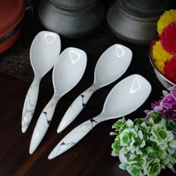 creative hub Serving spoon/Spoon Set/Melamine Serving Spoon Set Of 4,Cutlery Set Melamine Serving Spoon, Soup Spoon, Table Spoon, Cream Spoon, Salad Spoon Set image 2