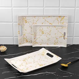 upc Melamine Multicolor Serving Tray, 3 Sizes (Small, Medium & Large) Golden Series Tray-picture-45