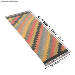 Budhrajrugs Red & Yellow Geometric Woven Rectangular Dhurrie image 2