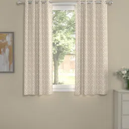 Beige Polyester Abstract 5ft Semisheer Eyelet (2 pc) Window Curtains by ROSARAHOME-picture-35