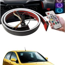 Carbon Fibre LED Rear Spoiler with Remote Control for Car Trunk Universal Exterior Car LED Tail Light Strip fit for Roof, Wing, Brake Light, Turn Signal Light Spoiler Lip Kit m215 Car Fancy Lights-image-57
