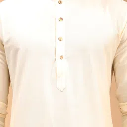 VASTRAMAY Men Solid Kurta & Churidar with Floral Print Nehru Jacket image 2