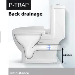 clayplus Ceramic P-TRAP Shining white commode with Black Finishing Line and Round Flush Western Commode image 4