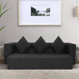seventh heaven Rest Mantra 10 Inch PU Foam (72x44) 3 Seater Sofa Cum Mattress In Dark Grey Colour-picture-37