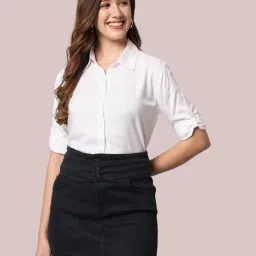 Women Regular Fit Solid Spread Collar Casual Shirt-image-31