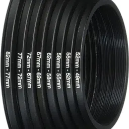MILLETS Anodized Black Metal Step Down Ring Set, 82-77mm, 77-72mm, 72-67mm, 67-62mm, 62-58mm, 58-55mm, 55-52mm, 52-49mm Step Down Ring-14