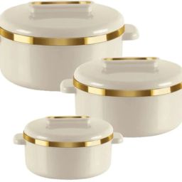 CURVE Insulated Inner Stainless Steel Casserole Pack of 3 Thermoware Casserole-20