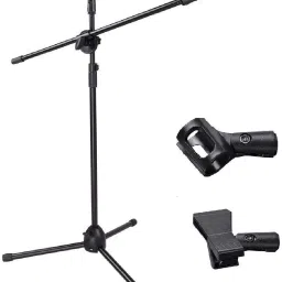 "Microphone Stand GH-201 with Dual Mic Holder Clip Professional Floor Stand Microphone Holder Flexible Stage Tripod For Studio Recording Suspension Scissor Arm Adjustable Collapsible Microphone Stand, Studio Microphone Stand, Recording Mic Stand " Microphone stand GH-201-0