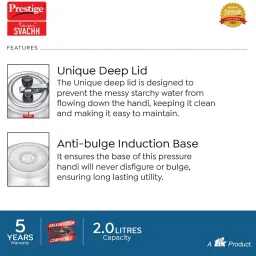 prestige Svachh Nakshatra Plus Handi 2 L Induction Bottom Pressure Cooker image 5