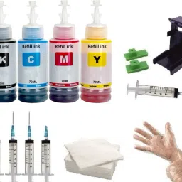 Salty Refill Tool kit Combo Inkjet Cartridge Compatible for & Printers-70ml Black + Tri Color Combo Pack Ink Bottle-picture-5