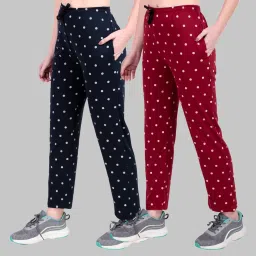Pack of 2 Women Polka Print Multicolor Track Pants-image-39