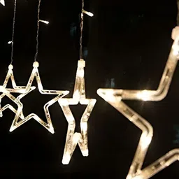 SPARK WORLD Yellow Star Shape LED Curtain Fairy String Lights image 5