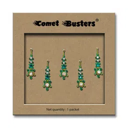 Comet Busters 5-Pcs Traditional Designer Bindi - Green BIN030 image 3