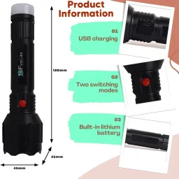 firstlike Long Range Lithium battery LED torch with backlight Rechargeable Torch image 4