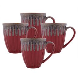 Homesake Red & Grey Handcrafted Solid Ceramic Glossy Mugs Set of Cups and Mugs image 2