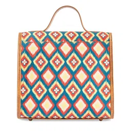 TEAL BY CHUMBAK Geometric Ikat Printed Structured Sling Bag image 3