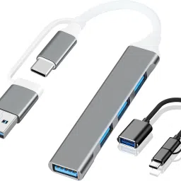 Foxne Point USB Type C to USB 3.0 OTG Cable USB 3.0 Hub (4-in-1) with Type-C & USB Dual Plugs, USB 3.0 USB Hub-7