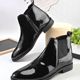 roadster SS26 6506 Black Patent Side Chain Boots Boots For Men-picture-37