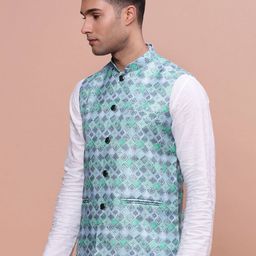 showoff Men Printed Slim Fit Nehru Jacket image 3