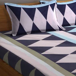 Arrabi Pink & Black Geometric 300 TC King Bedsheet with 2 Pillow Covers image 5