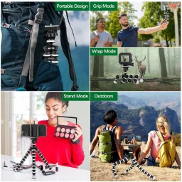 Aneeh Gorilla Tripod/Mini Tripod 13 inch Flexible Gorilla Stand for DSLR & Action Cameras for Mobile Phone with Phone Mount & monopod (Black, White, Supports Up to 2000 g) Monopod, Tripod Kit, Tripod Ball Head, Monopod Kit, Tripod image 4