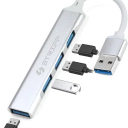STRIFF USB_HUB_4port Adapter, Fast Data Transfer for PC Laptops MacBooks(Silver) USB Adapter-41