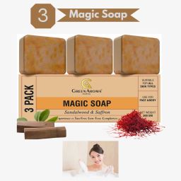 Ghar Magic Soap Detan Sandalwood and Saffron Soap for Tan Removal Kojic Soap-image-18