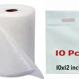 70 Gsm Bubble Wrap Packing Roll 30 Ft 2 Ft & 10 Pc Carry Bag 10x12 Inch Size Security Bag-9