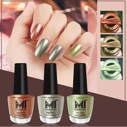 MI FASHION Set Of 3 High-Shine Long-Lasting Shimmer Nail Paint - 12ml Each-image-68