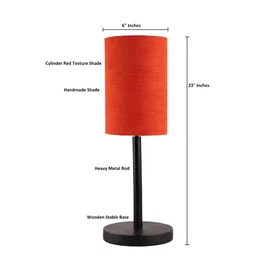 BTR CRAFTS Red & Black Cylindrical Shape Metal Table Lamp with Adjustable Cord image 2