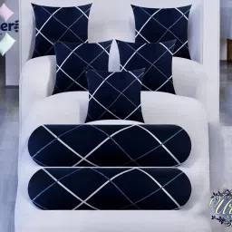 5 Cushion 2 Bolster Microfibre Geometric Bolster Pack of 7-image-34