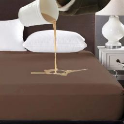 Waterproof 78"x72" cotton fitted king size mattress protector Coffee-image-47