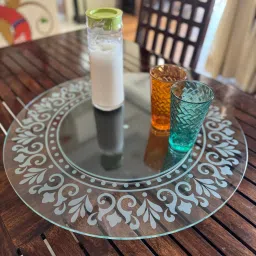 Lazy Susan Revolving Toughened Glass Tray-24"Crown Polished Trivet-image-29