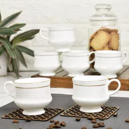 Pack of 6 Ceramic Mona White Tea Cups Set of 6 | Coffee Mugs for Home Office-3