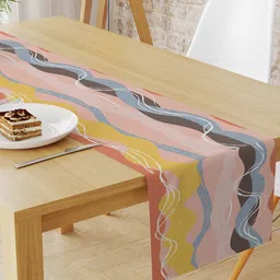 STYBUZZ Pink & Yellow Abstract Printed Table Runners image 3